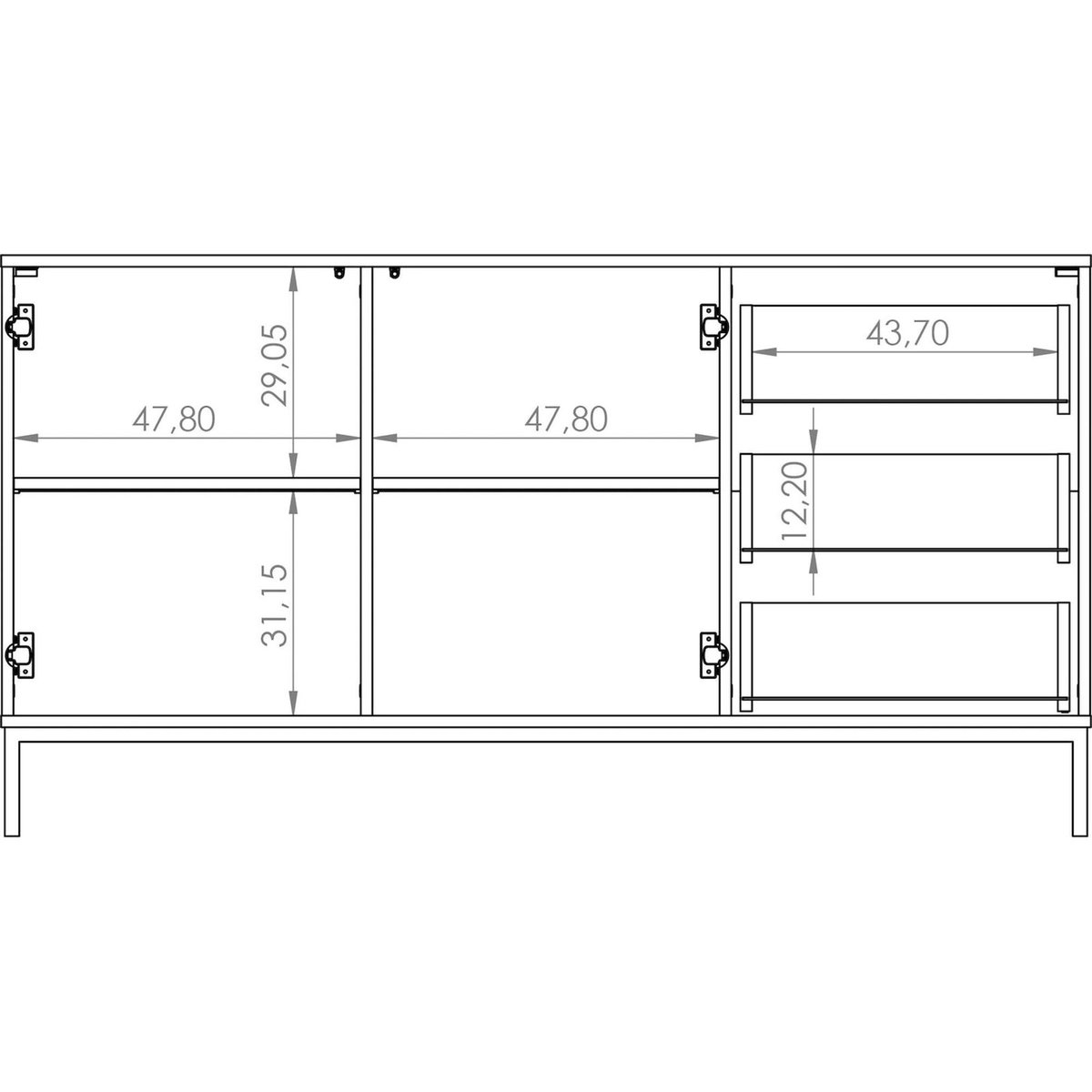 Buffet contemporain PERILA portes et tiroirs noir mat, RECOLLECTION