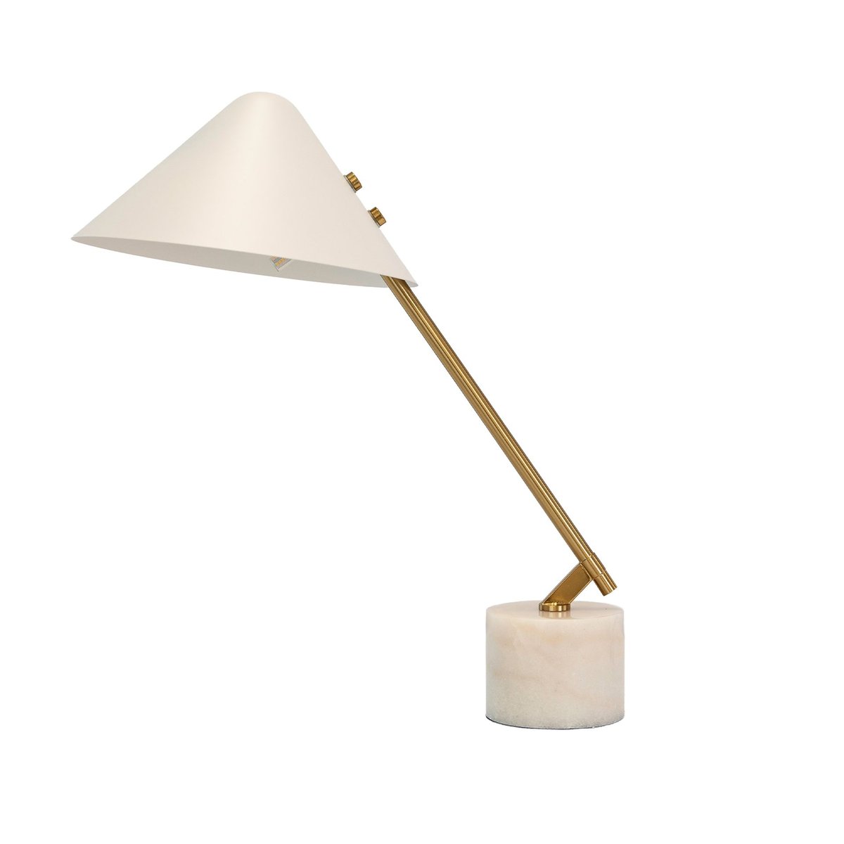 Lampe de table en acier poli avec base en marbre céramique blanc | or, ANGEL CERDA
