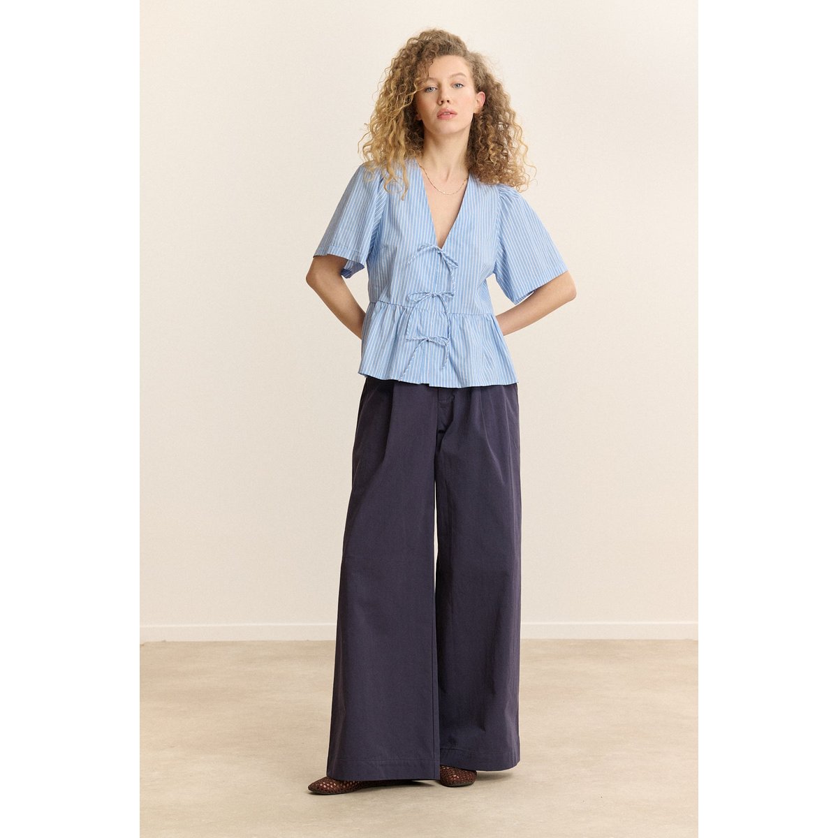 Blouse à rayures manches courtes CECILIA bleu, GARANCE PARIS
