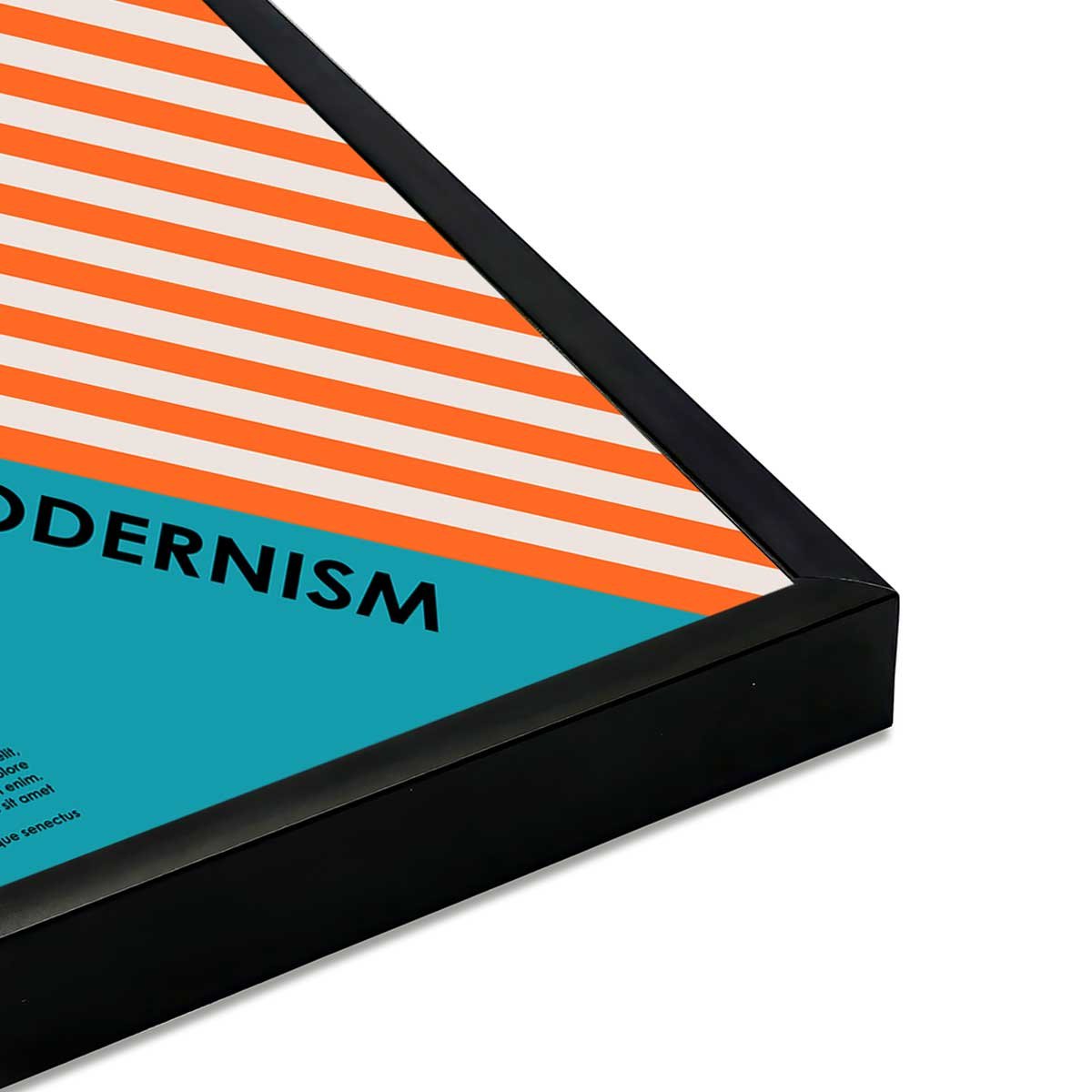Affiche encadrée géométrique rayures orange noires affiche + cadre en métal - noir, HEXOA