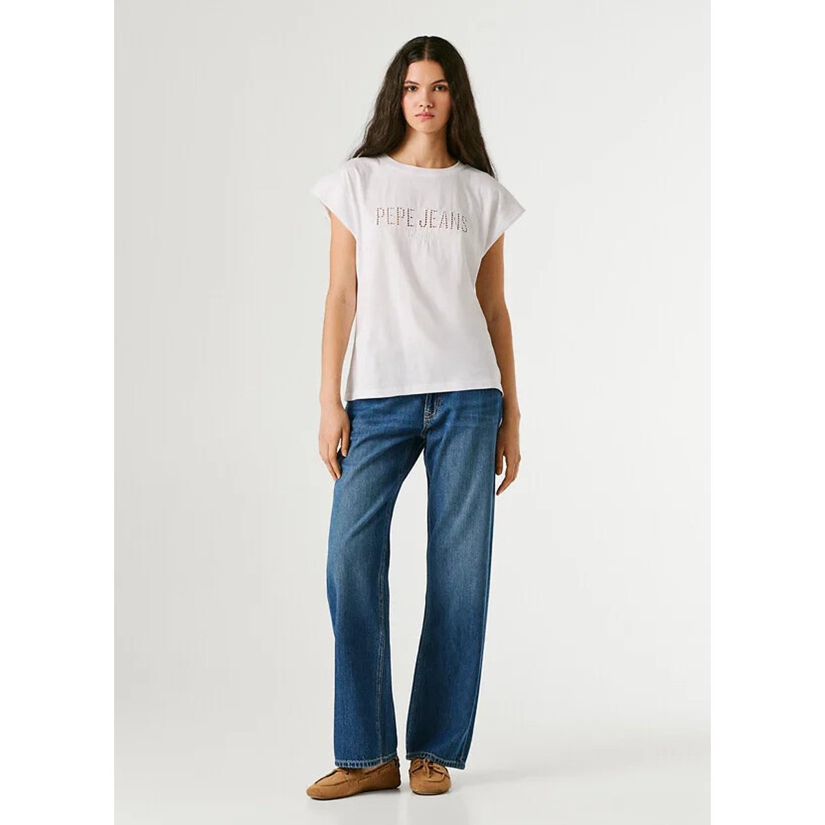 T-shirt senza maniche con logo bianco, PEPE JEANS