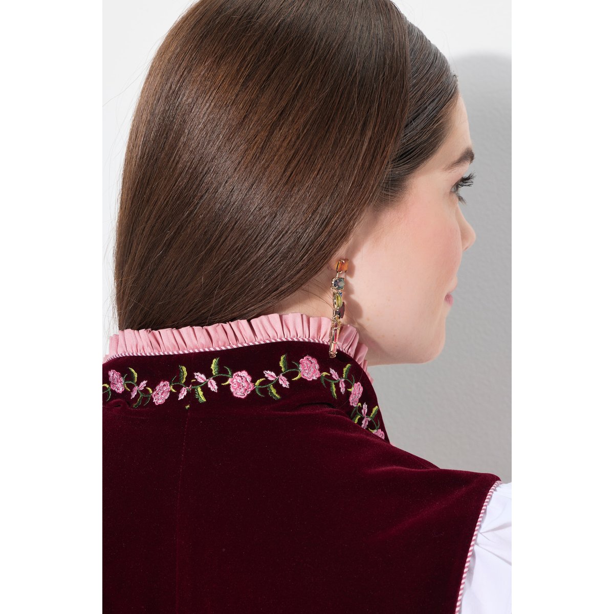 Dirndl en velours sans manches rouge vin, ULLA POPKEN