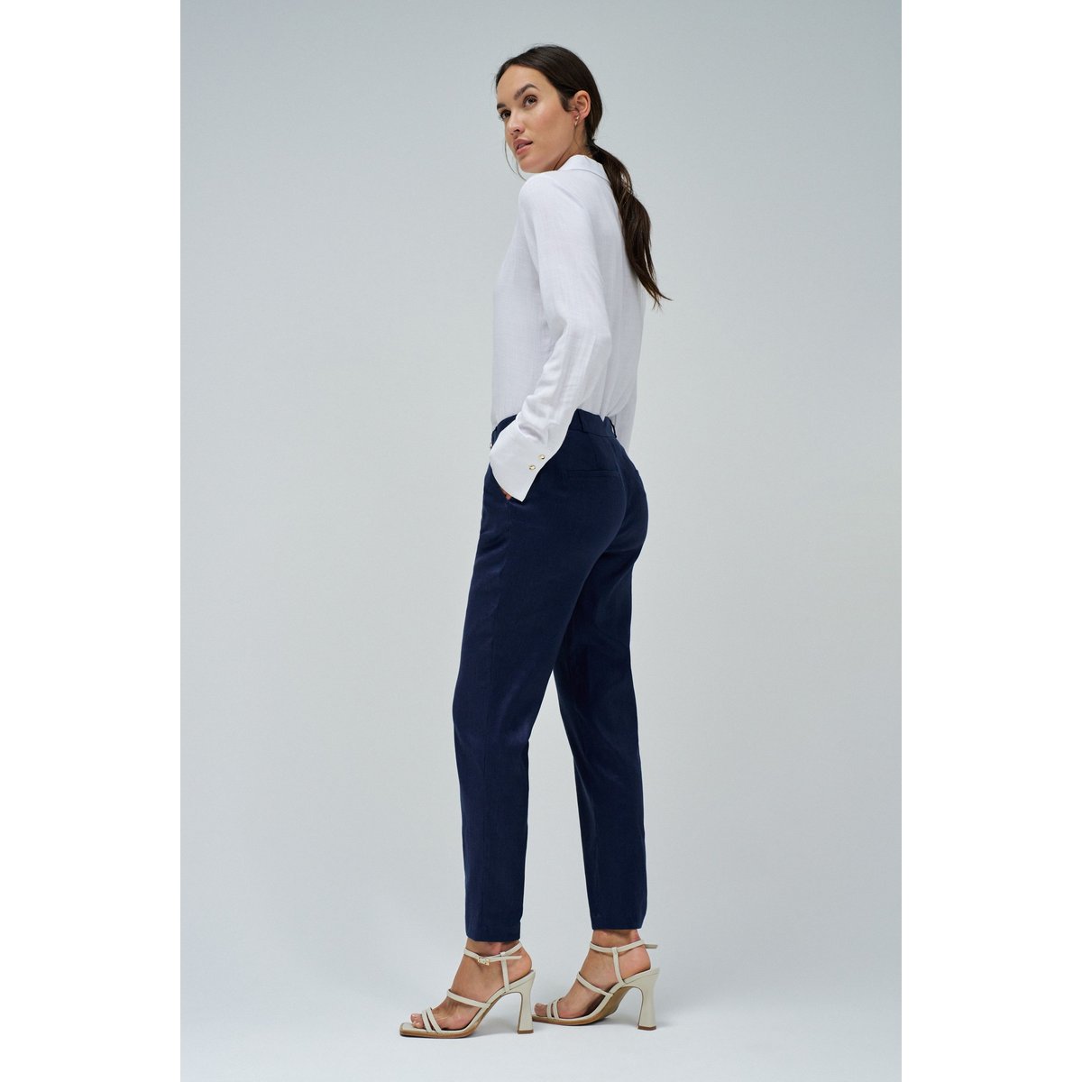 CHINO EN LIN bleu foncé, SALSA JEANS