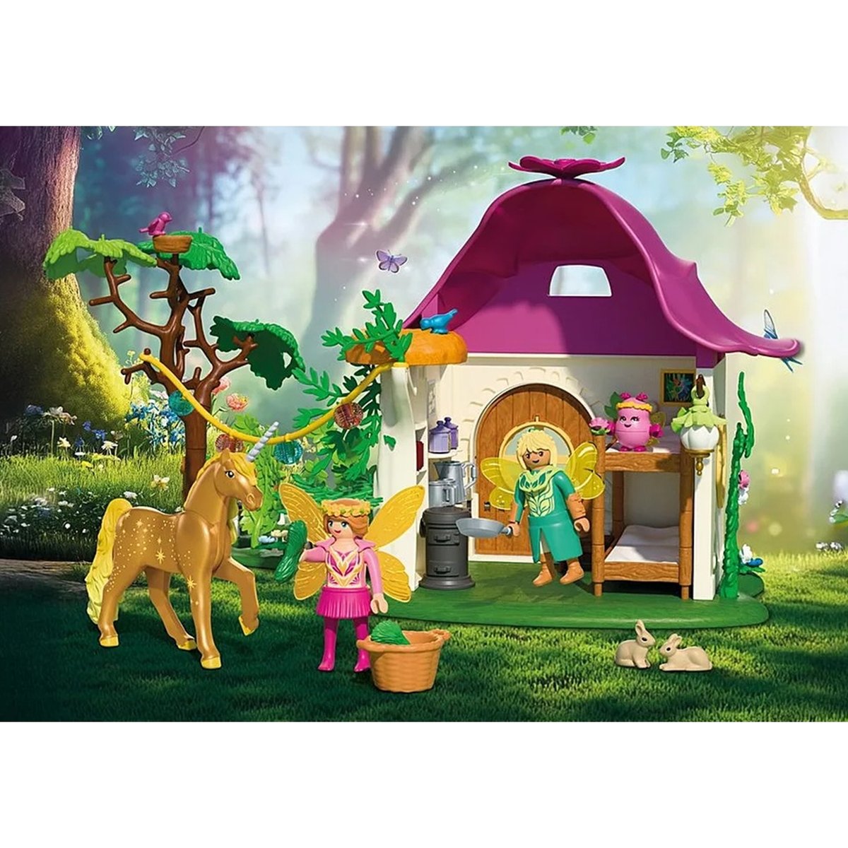 Magic Unicorns Maison de fée avec licorne dorée multicolore, PLAYMOBIL