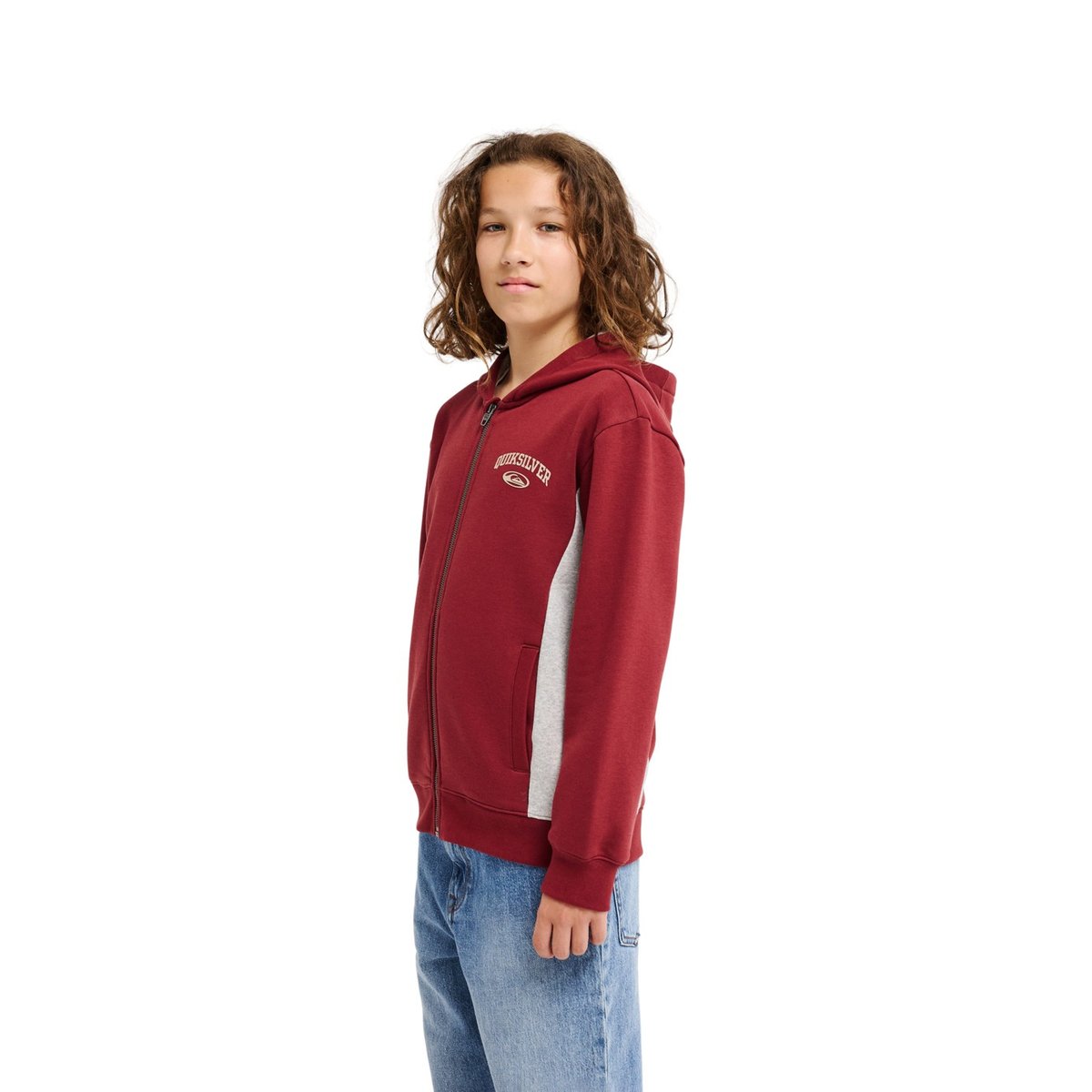 Sweat capuche zippé NO TEACHER rouge oxblood red, QUIKSILVER