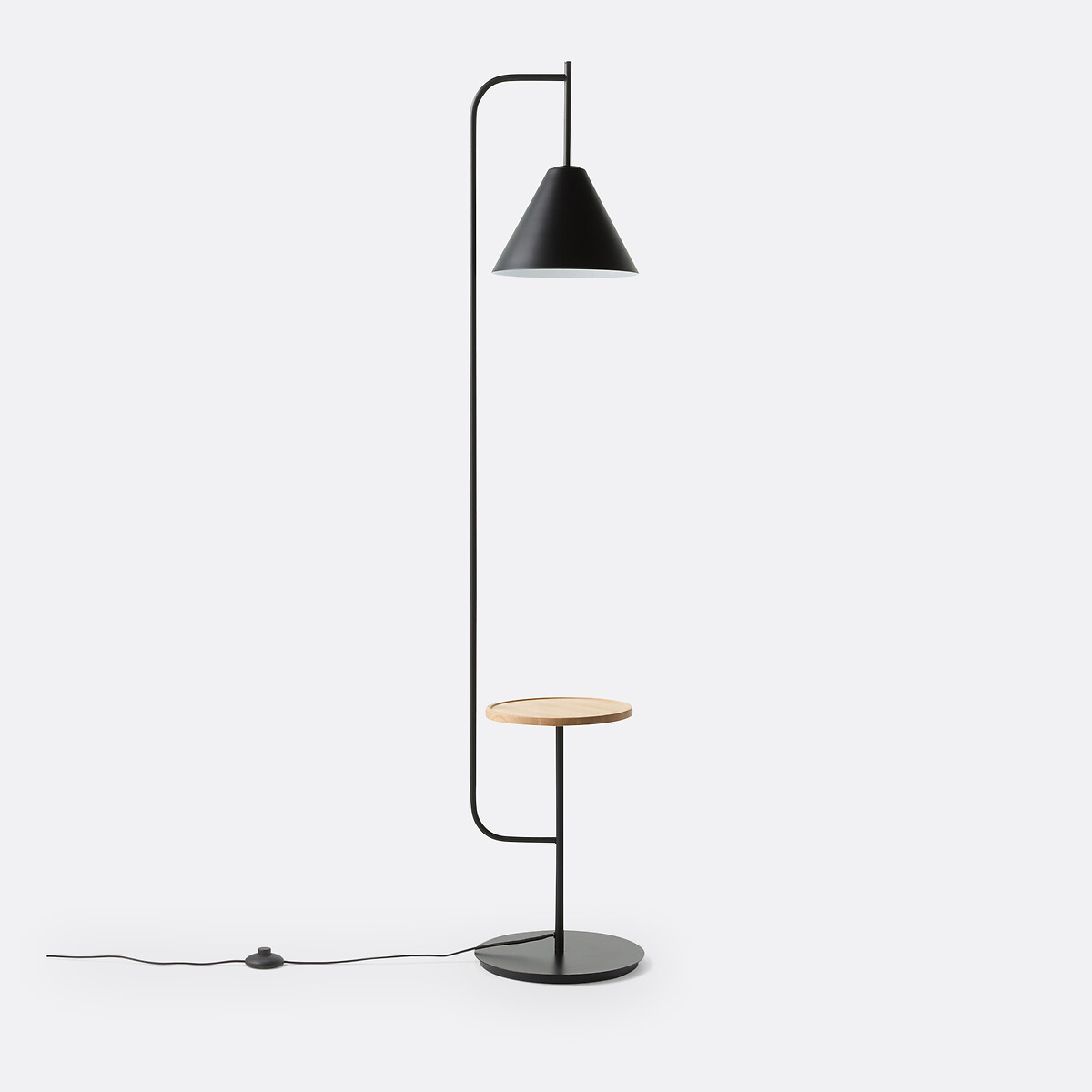 Lampadaire avec tablette métal fer et chêne, Mugli noir, LA REDOUTE INTERIEURS