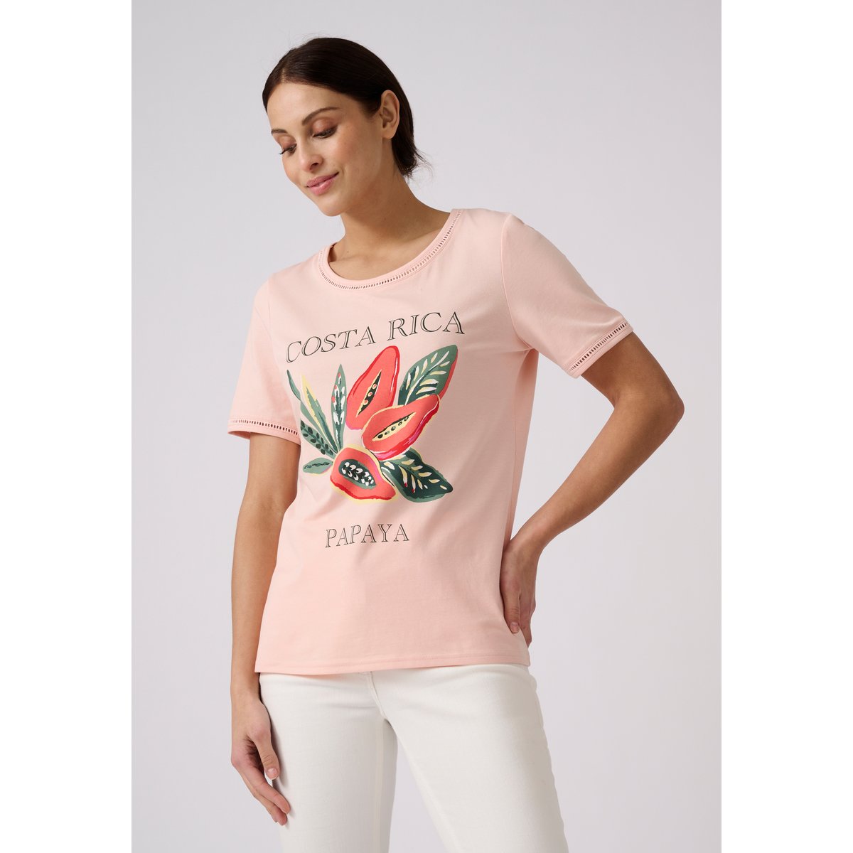T-shirt motif placé rose poudré, DAMART