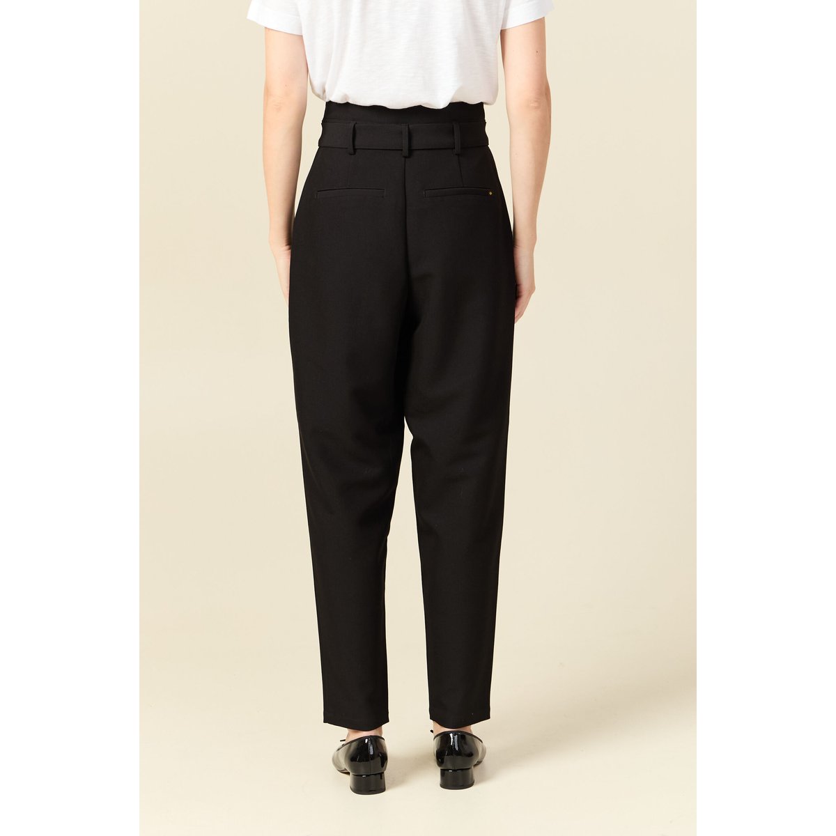 Pantalon carotte taille haute noir, BONOBO