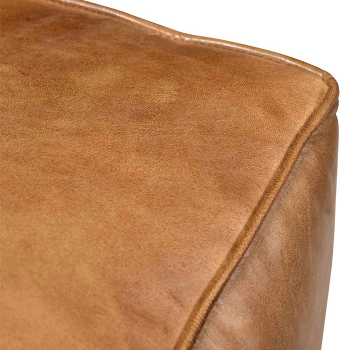 Pouf carré en cuir 40 cm - ARRAH marron vieilli, MAISON PAVANE
