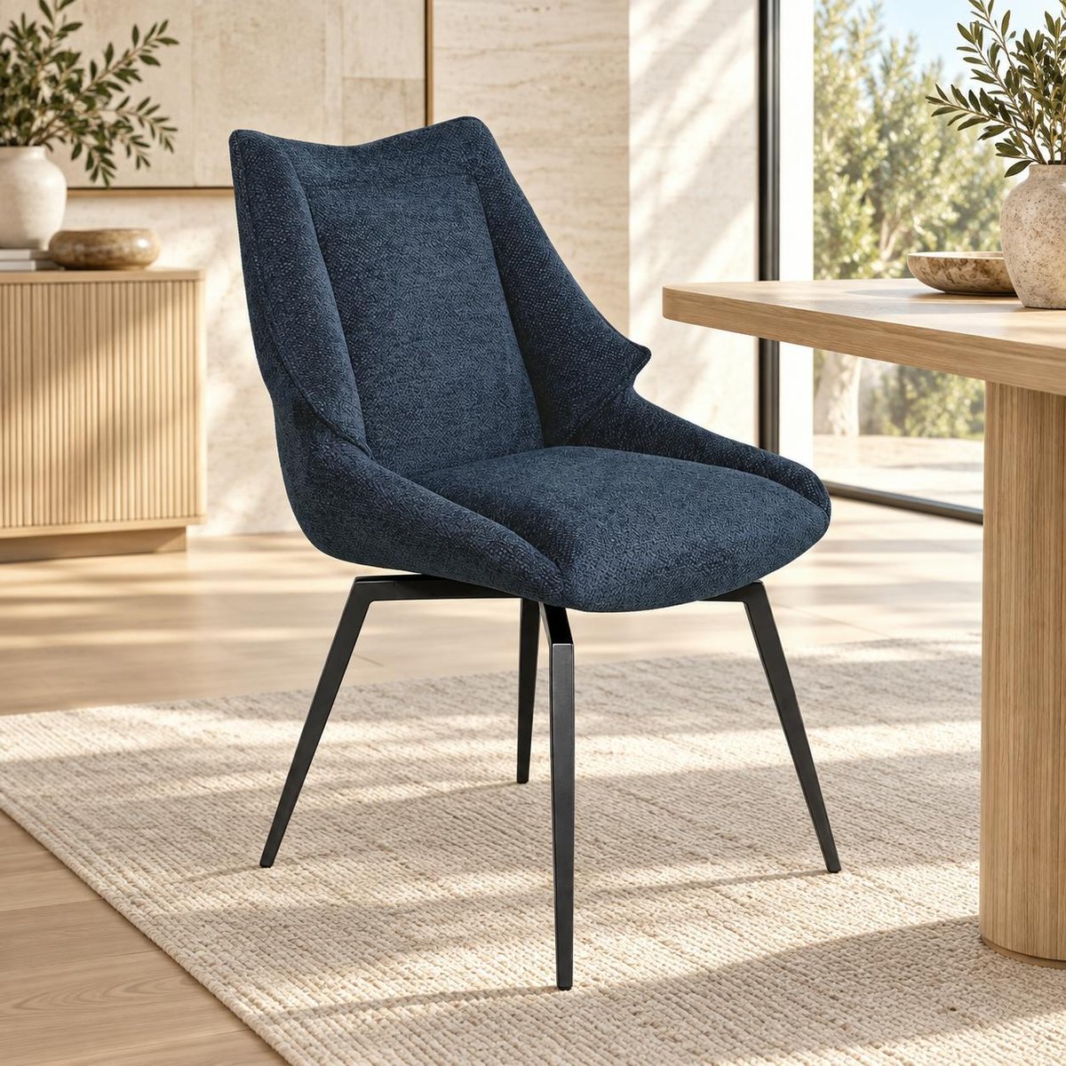 Chaise design tissu microfibre bleu (lot de 2) IENA bleu, PIER IMPORT