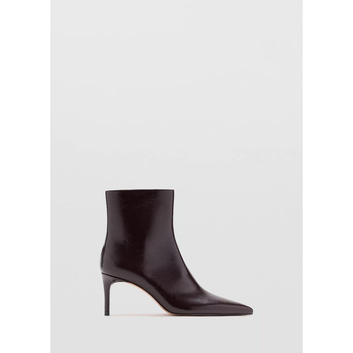 Bottines effet verni bout pointu bordeaux, MANGO