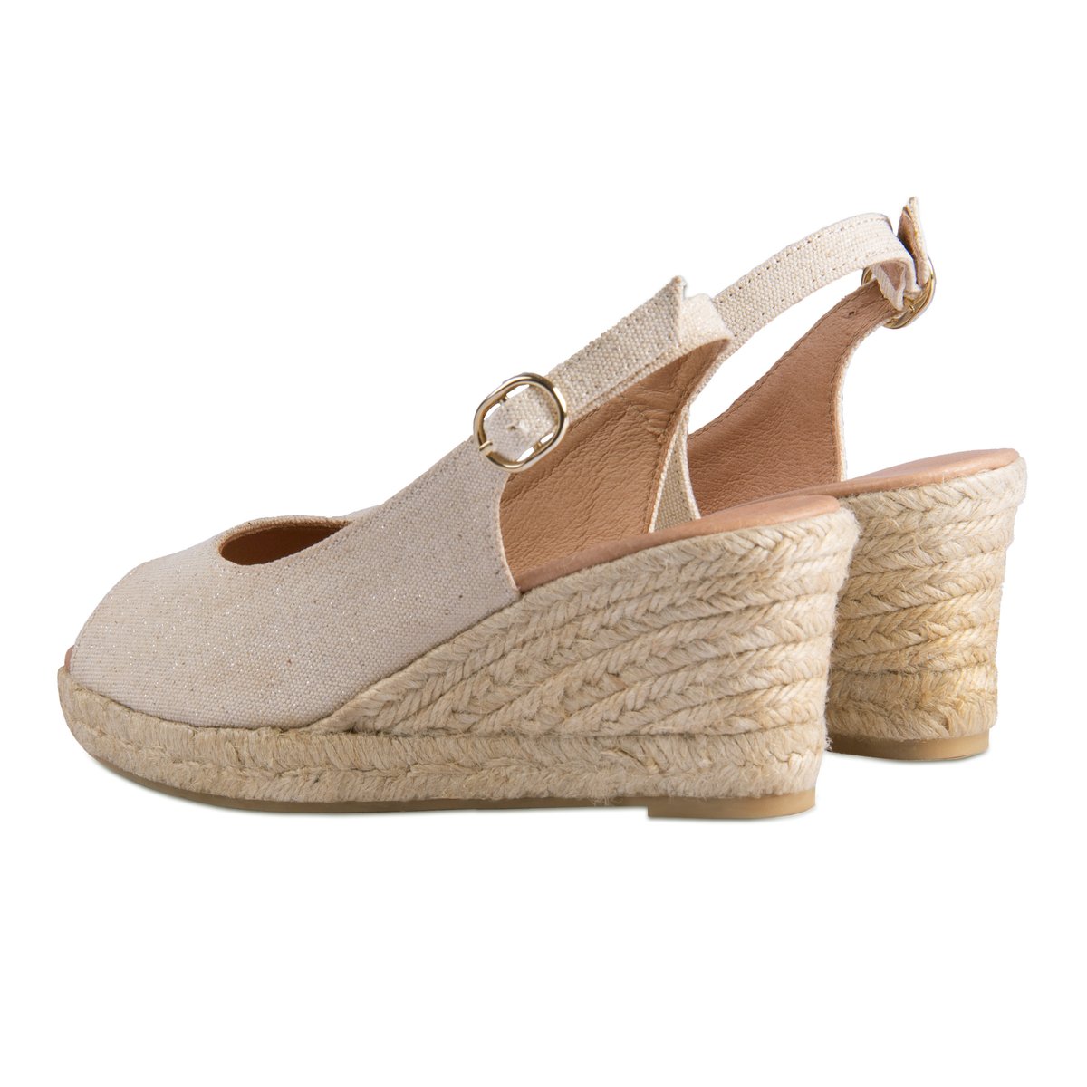 Espadrilles slingback toile recyclée doré, JULES & JENN
