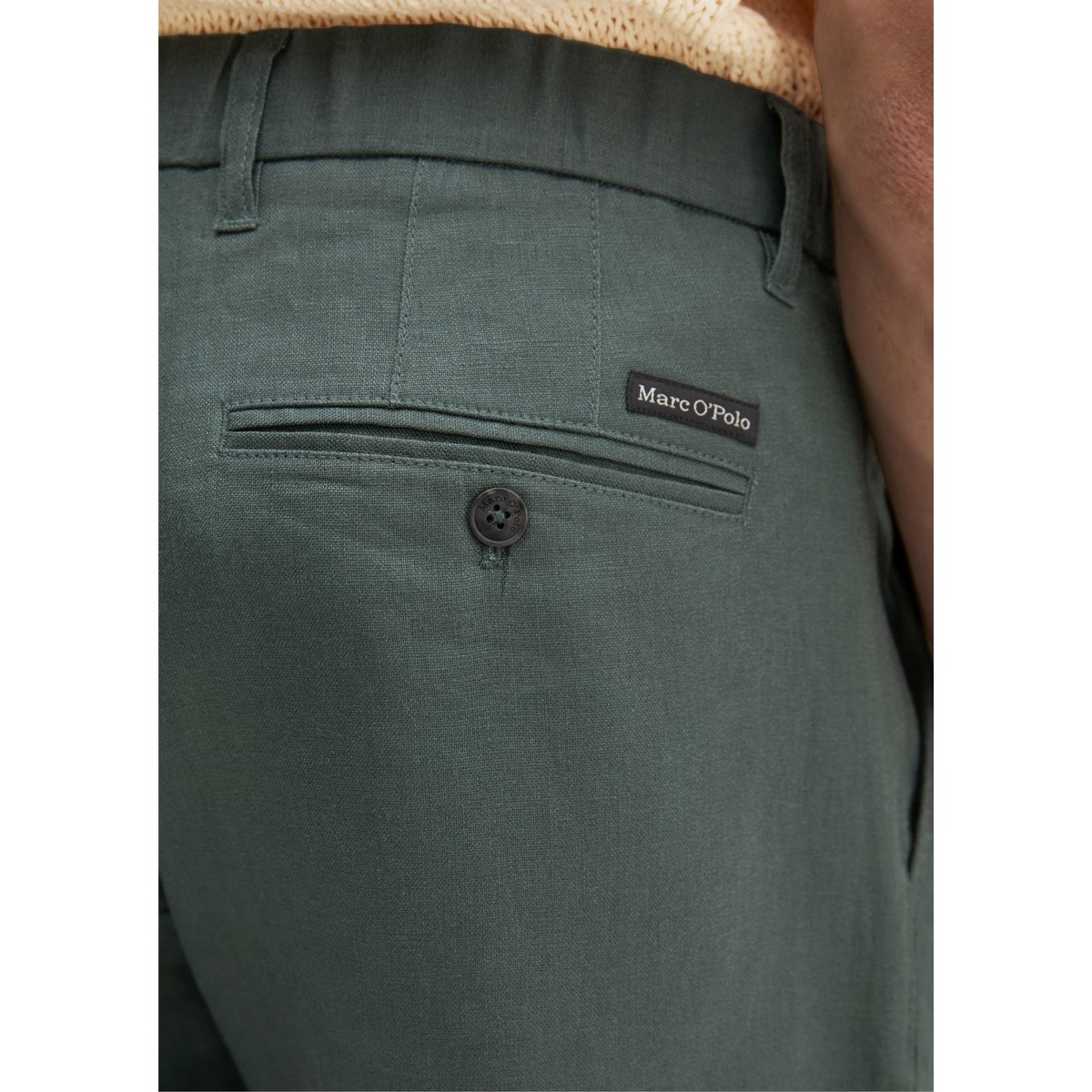 Pantalon en lin modèle Osby Jogger pleats avec ceinture élastique gris foncé, MARC O'POLO