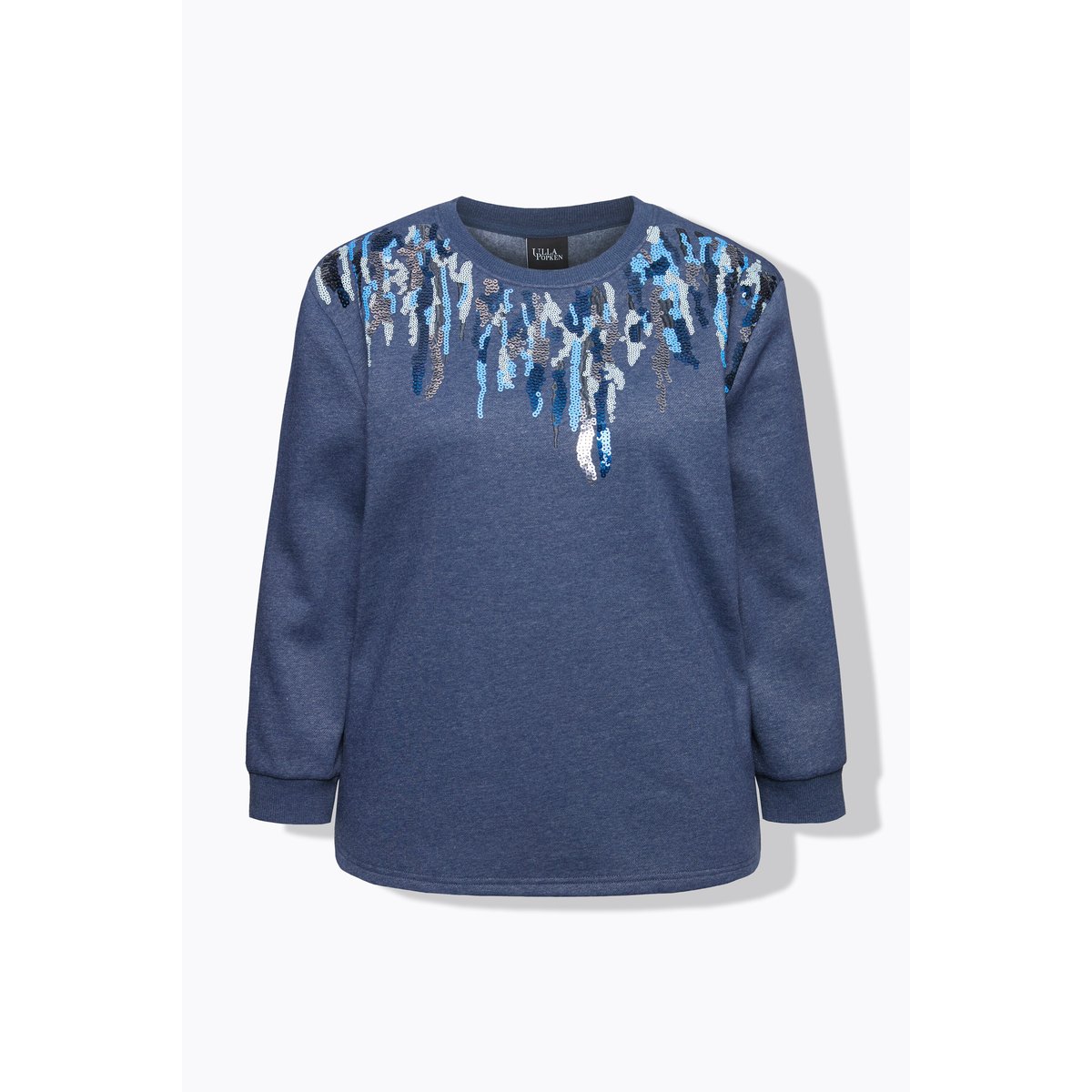 Pull à paillettes bleu encre, ULLA POPKEN