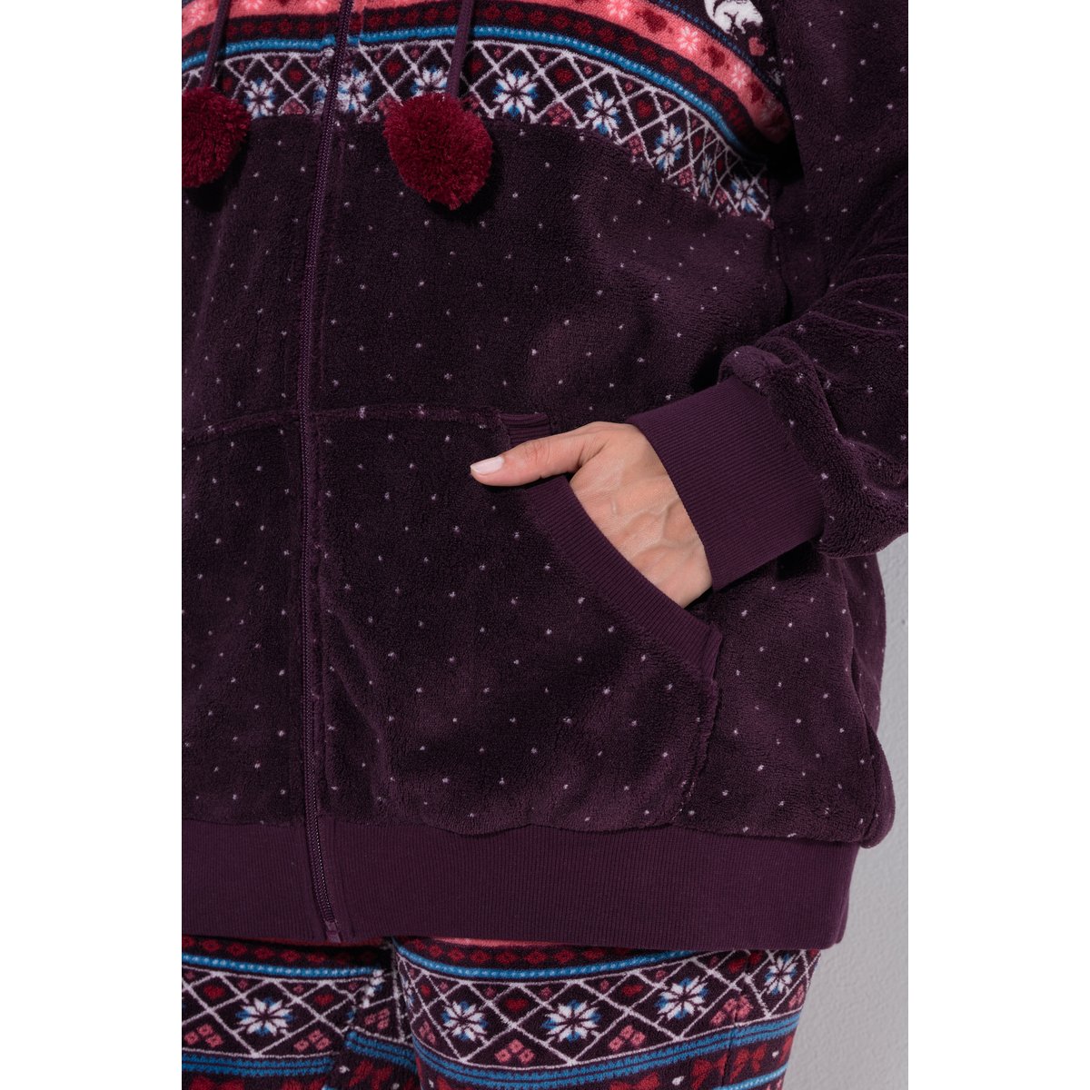 Veste d'intérieur à capuche prune foncé, ULLA POPKEN