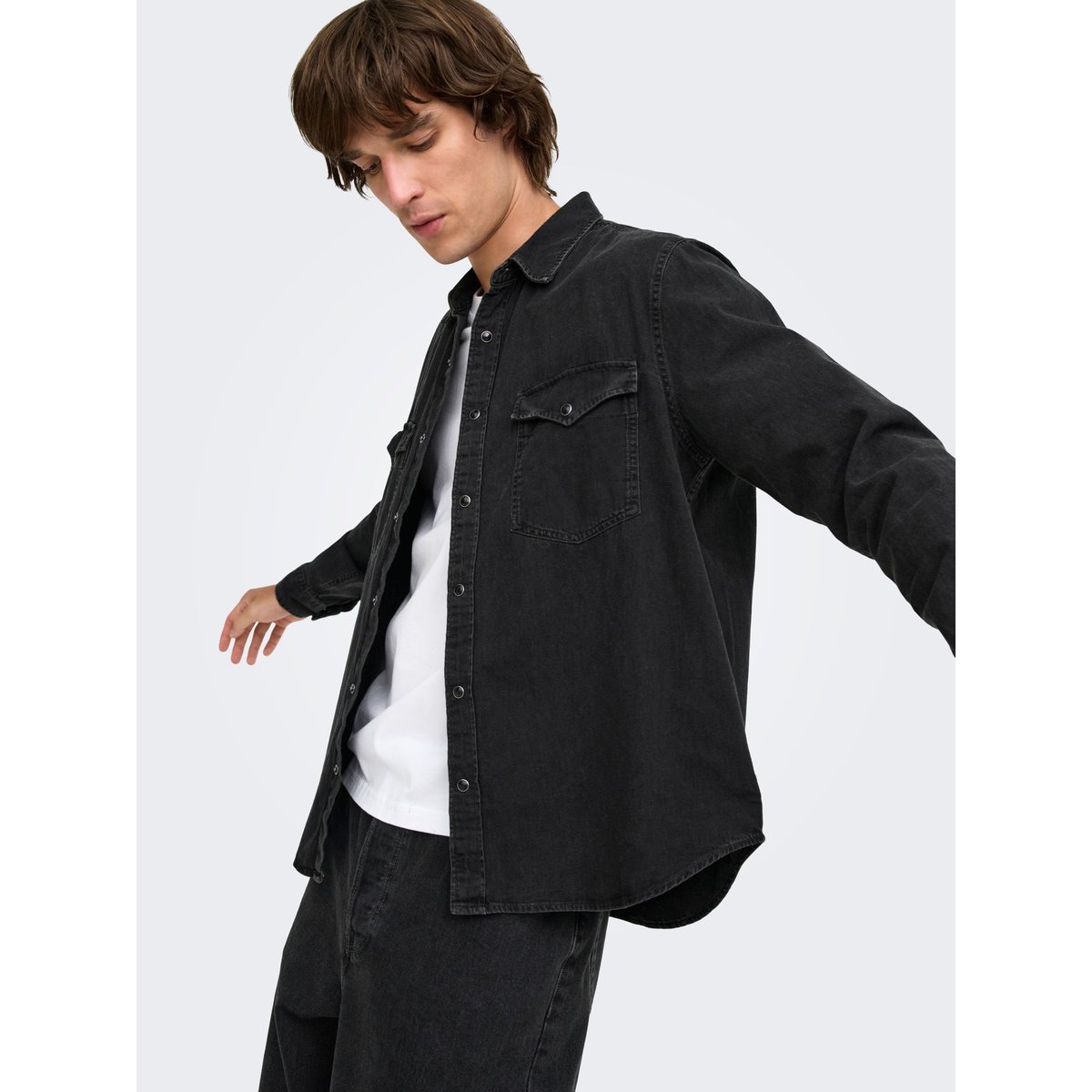 Chemise black denim, ONLY & SONS