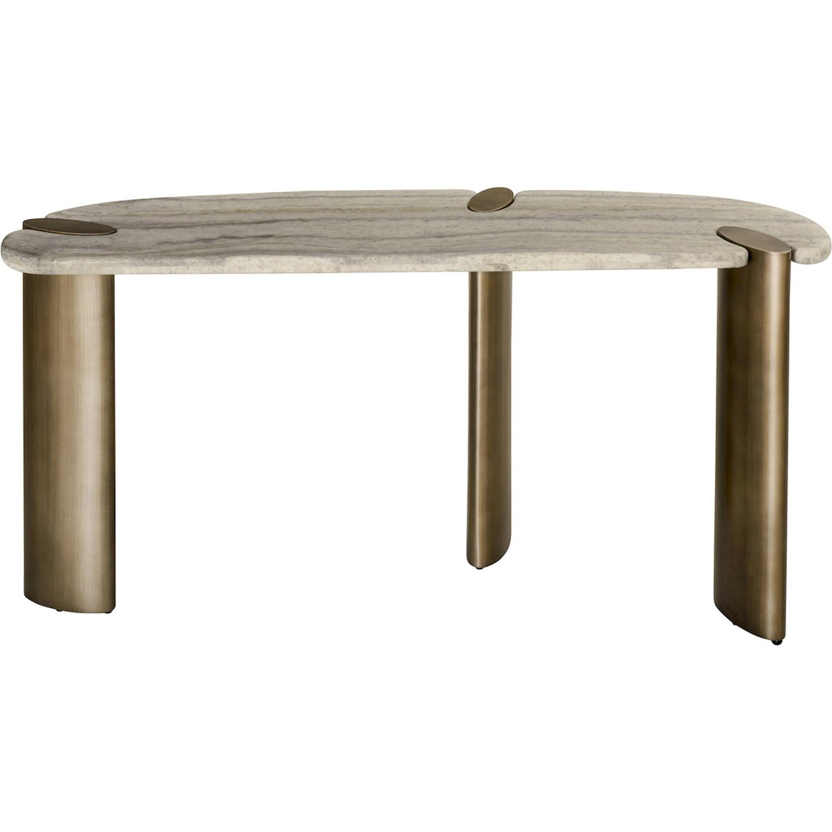 Console travertin collection ARCADIA gris travertin et bronze, RECOLLECTION