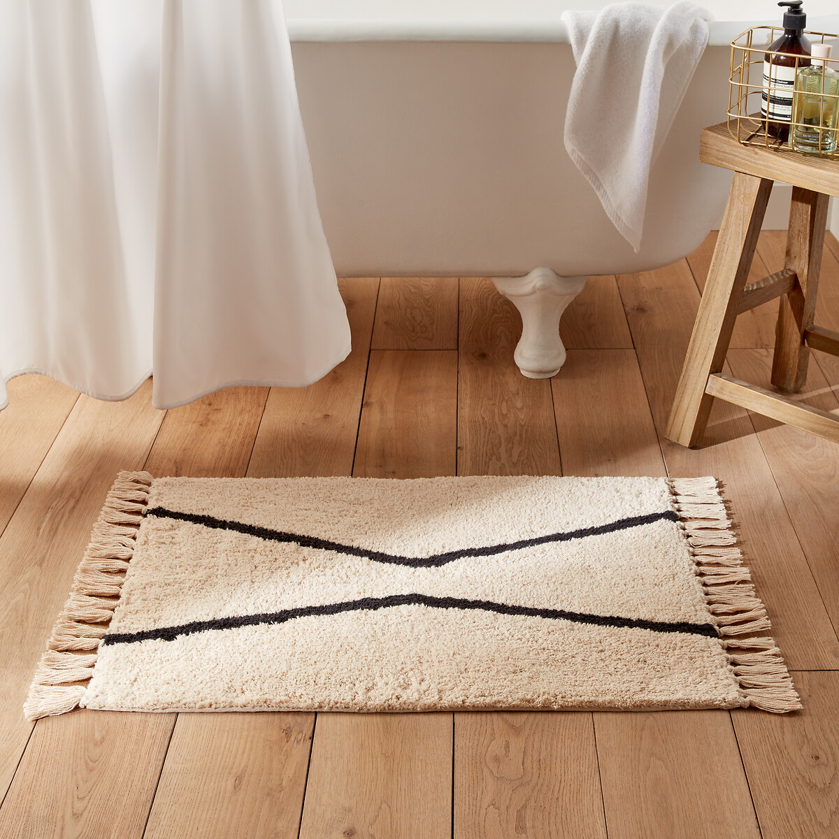 Tapis de bain tufté 1600g/m², Negara ecru/noir, LA REDOUTE INTERIEURS