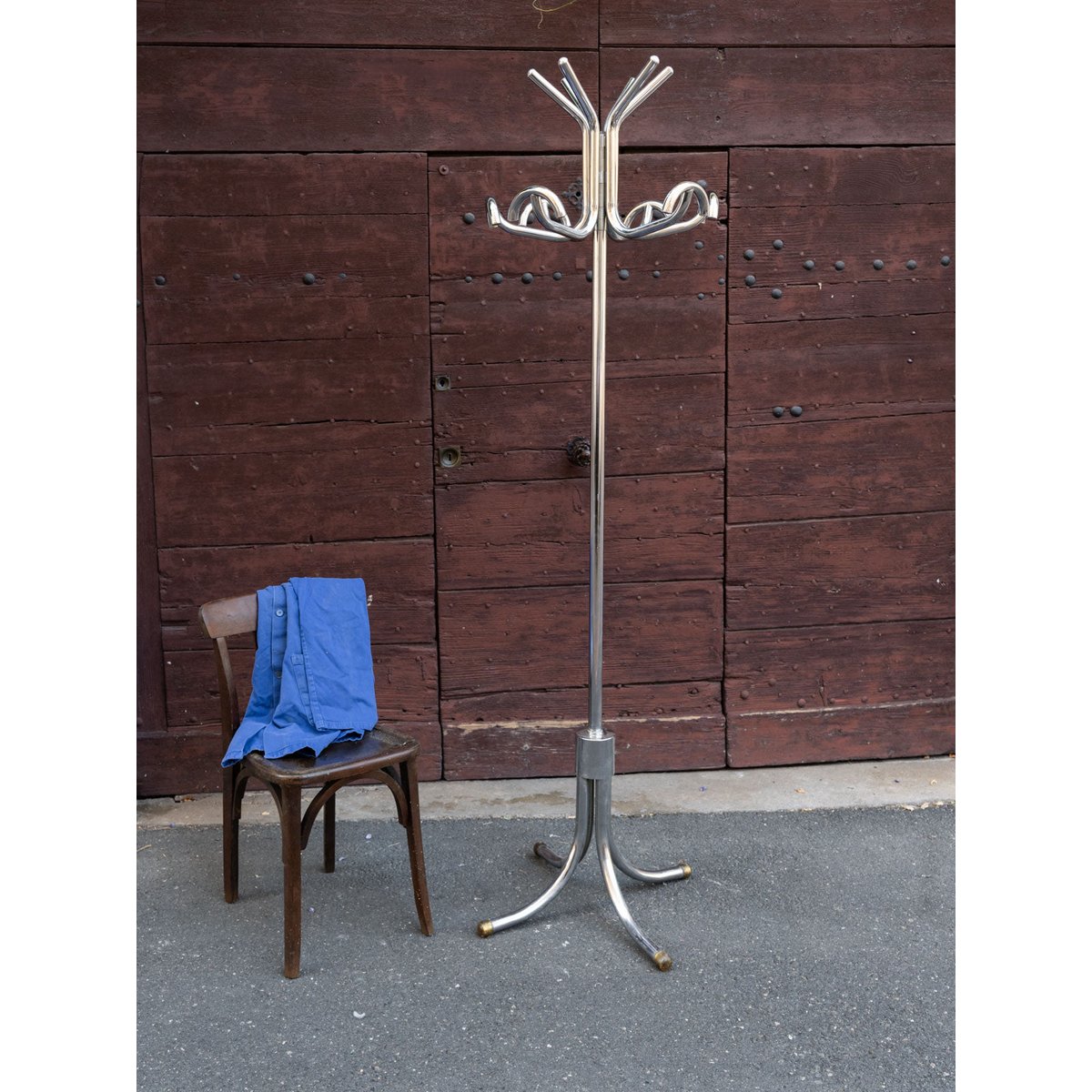 Porte-manteau vintage 70's en métal chromé Max N°471 - Bon état argenté, DEBONGOUT