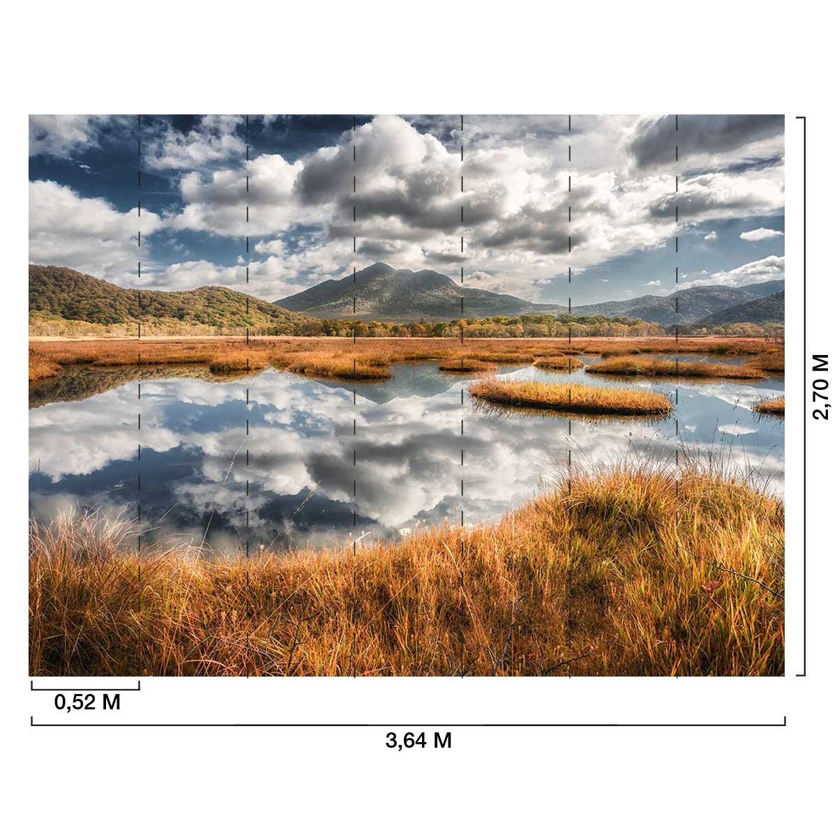 Papier peint lac et miroir intissé, HEXOA