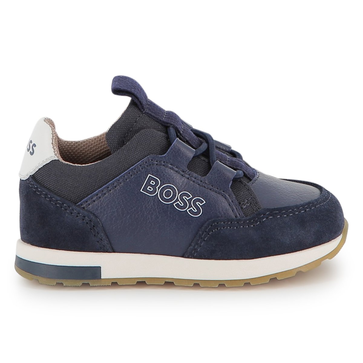 Sneakers in materiali misti bleu cargo, BOSS KIDSWEAR
