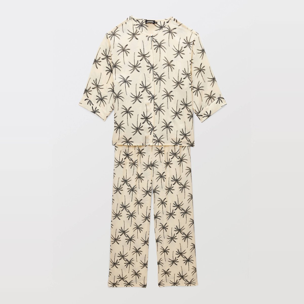 Pyjama long en viscose imprimée ecru, MONOPRIX
