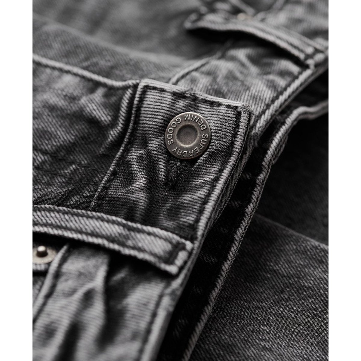 Jean slim taille mi-haute en coton biologique noir écho, SUPERDRY