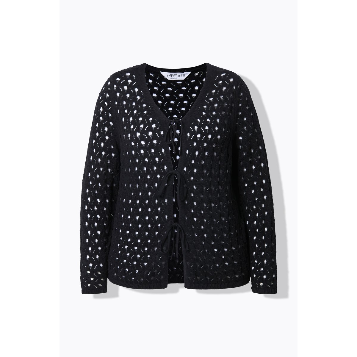 Cardigan en maille ajourée noir, STUDIO UNTOLD