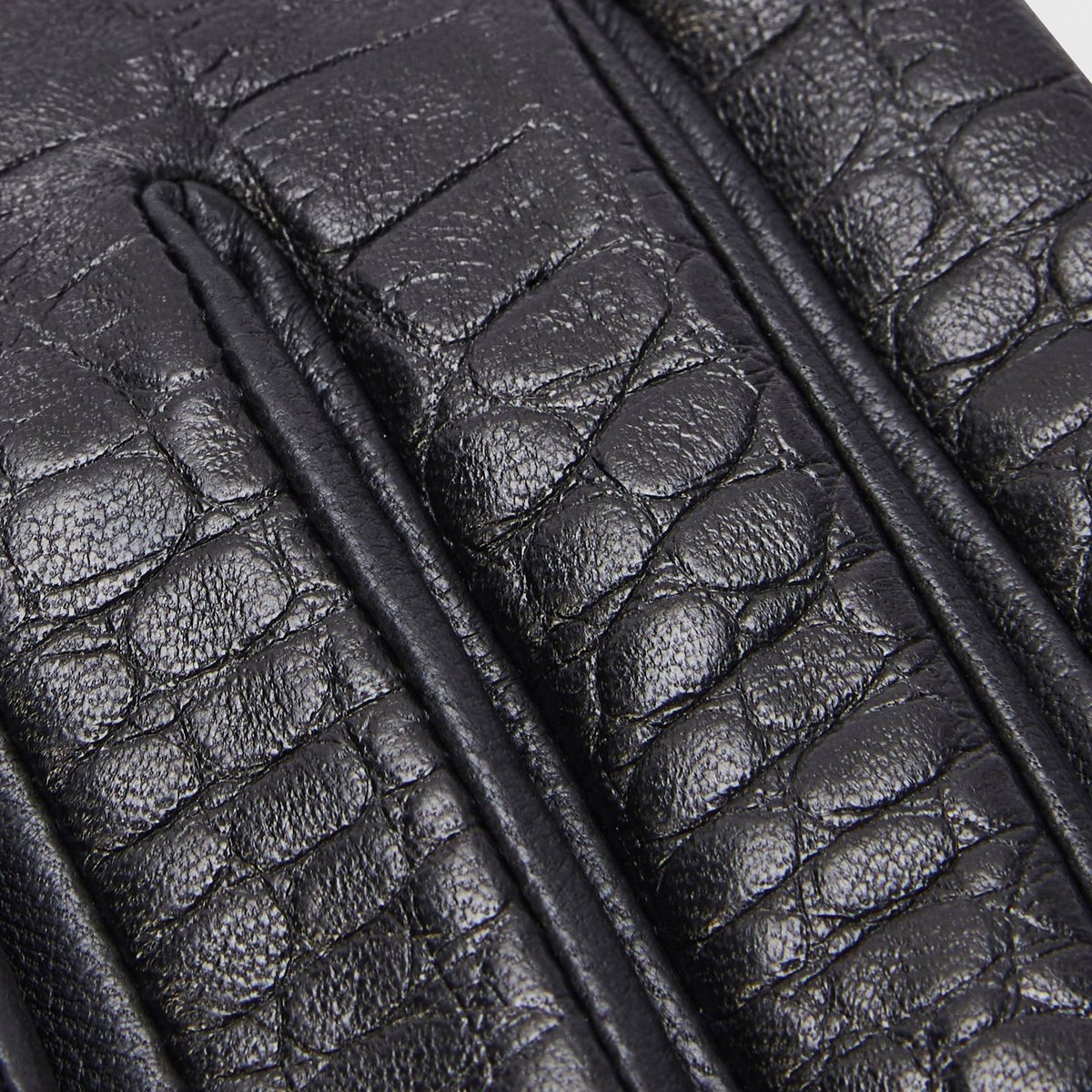 Gants en cuir imitation crocodile noir, MONOPRIX