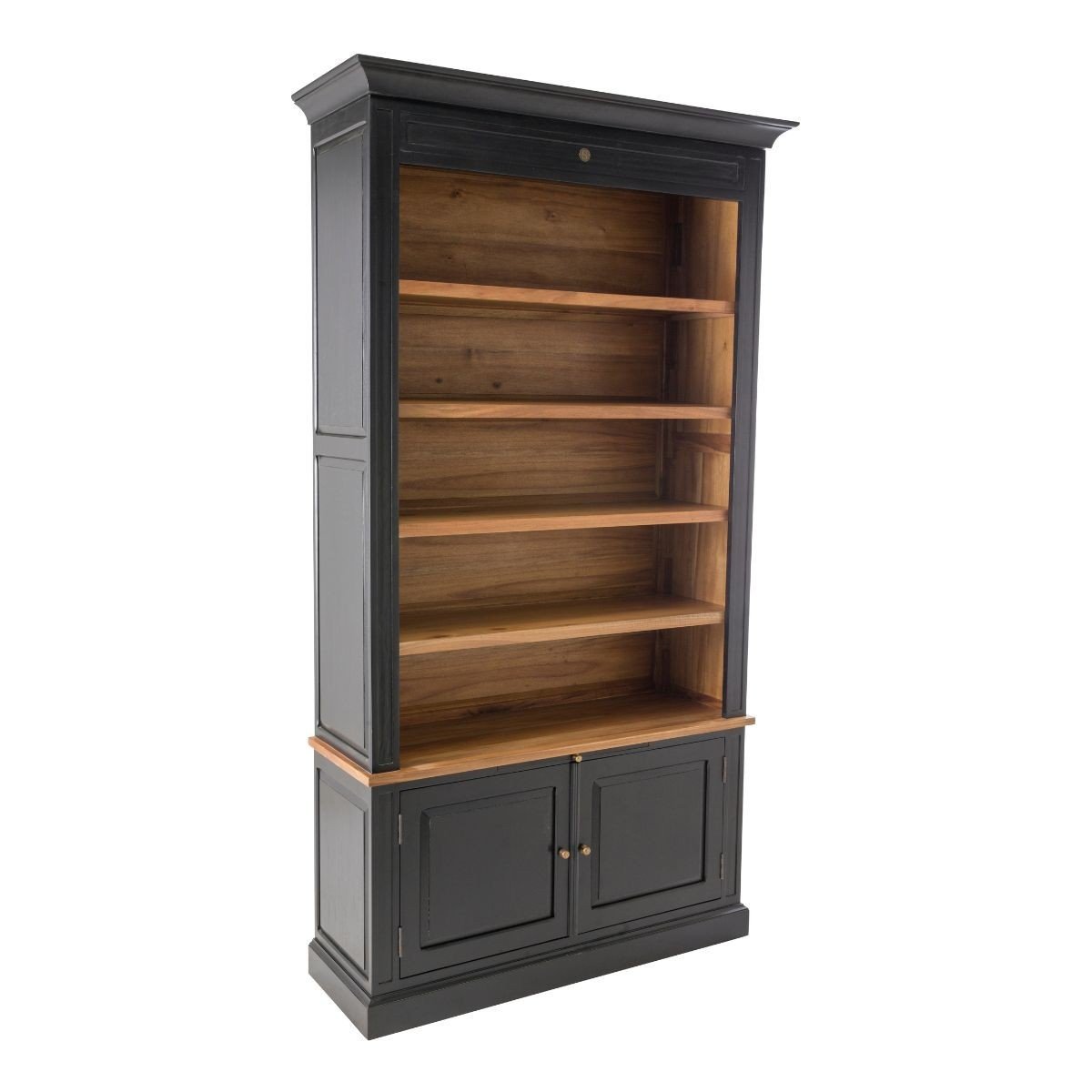 Bibliothèque 2 portes en acacia massif noir H240 cm - FONTAINEBLEAU noir, SIGNATURE