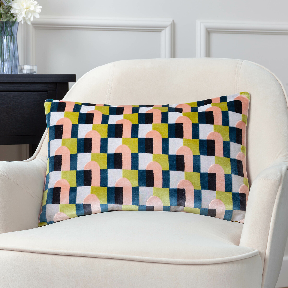 Keela Cut Velvet Cushion pink, PAOLETTI