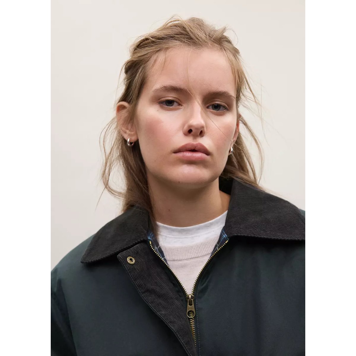 Parka coton en velours côtelé bleu marine, MANGO TEEN
