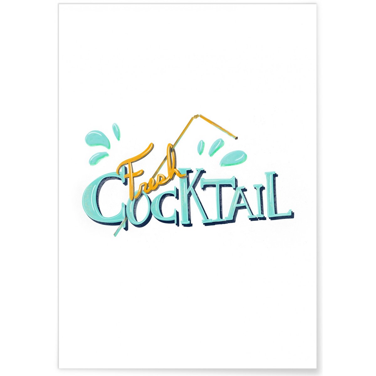 Affiche Fresh Cocktail blanc, L'AFFICHERIE
