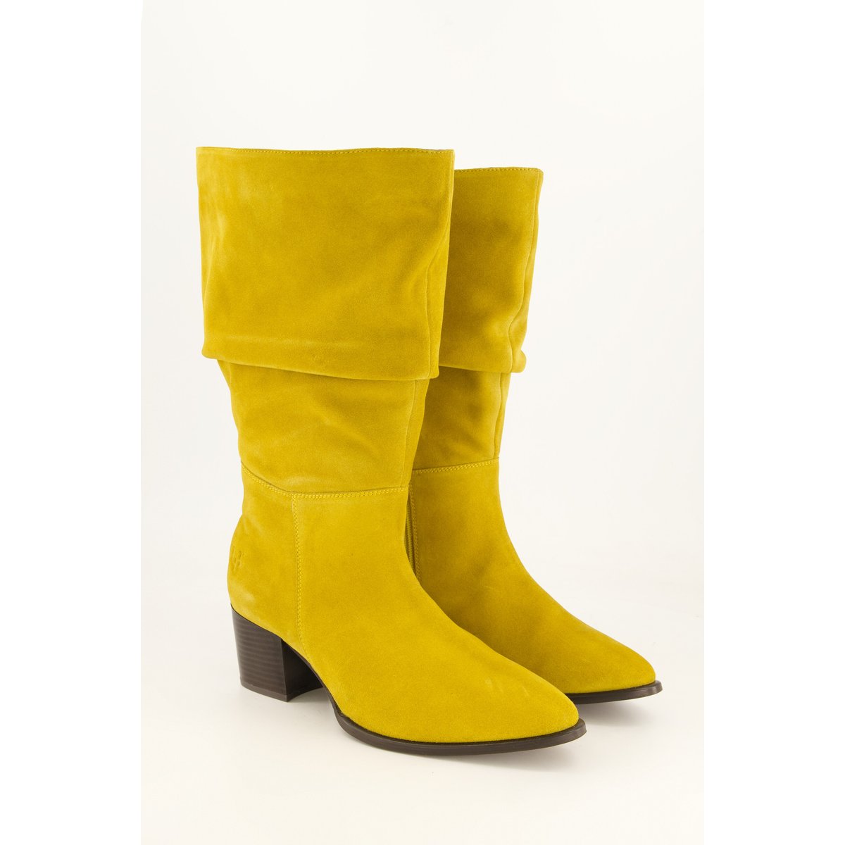 Bottes Slouchy en cuir suédé et , pied large vert moutarde, ULLA POPKEN