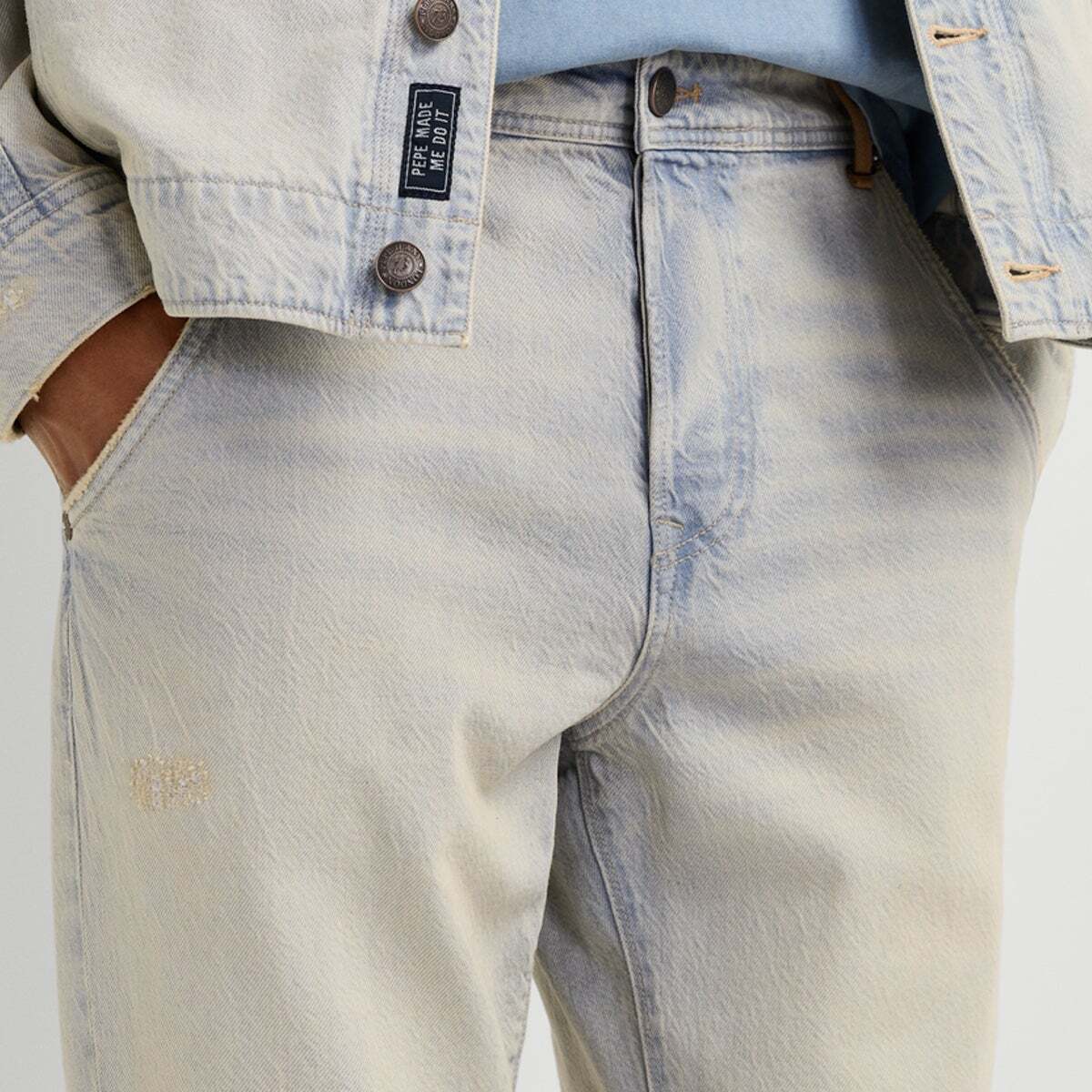 Helix - Jean Coupe Large, Taille Basse 12 oz gris rigide denim, PEPE JEANS