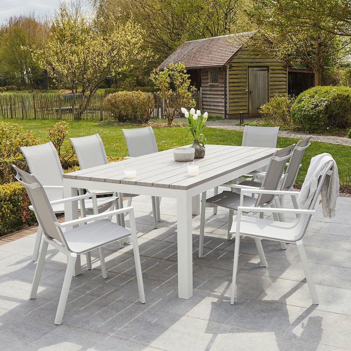 Fauteuil de jardin en aluminium et textilène  TULUM blanc, BERAH GETAH