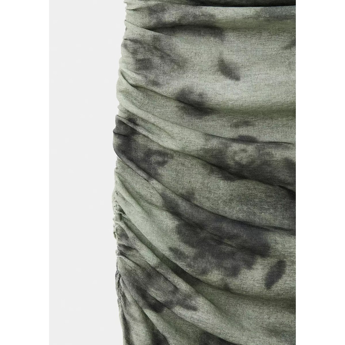 Robe asymétrique froncée latérale vert, MANGO