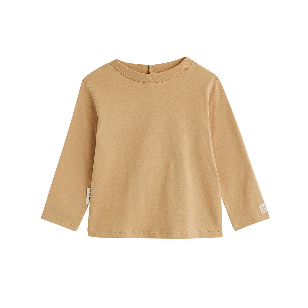 Ensemble salopette bébé en molleton et t-shirt Moka ecru, PETIT BEGUIN