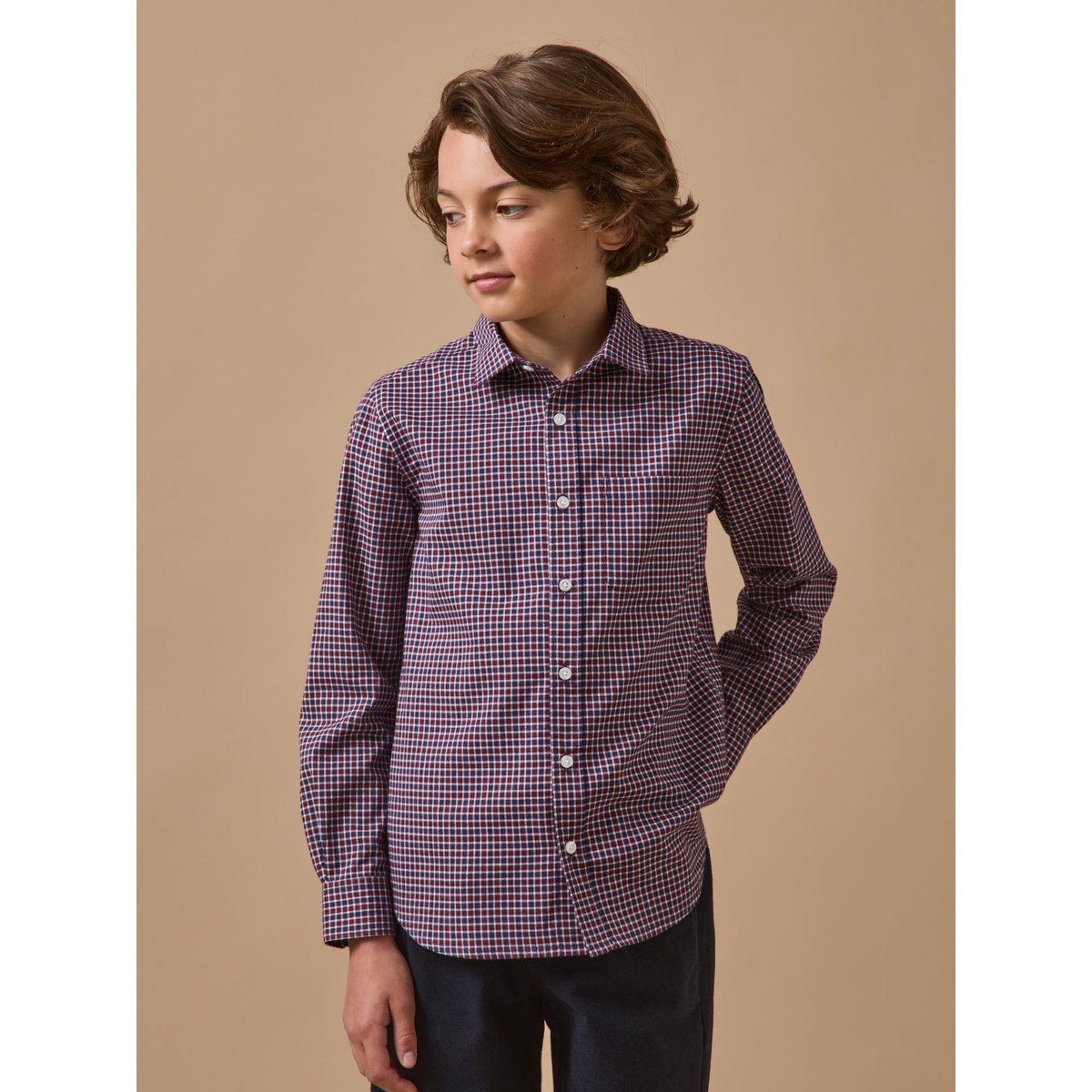 Chemise carreaux effet flanelle carreaux bordeaux, CYRILLUS