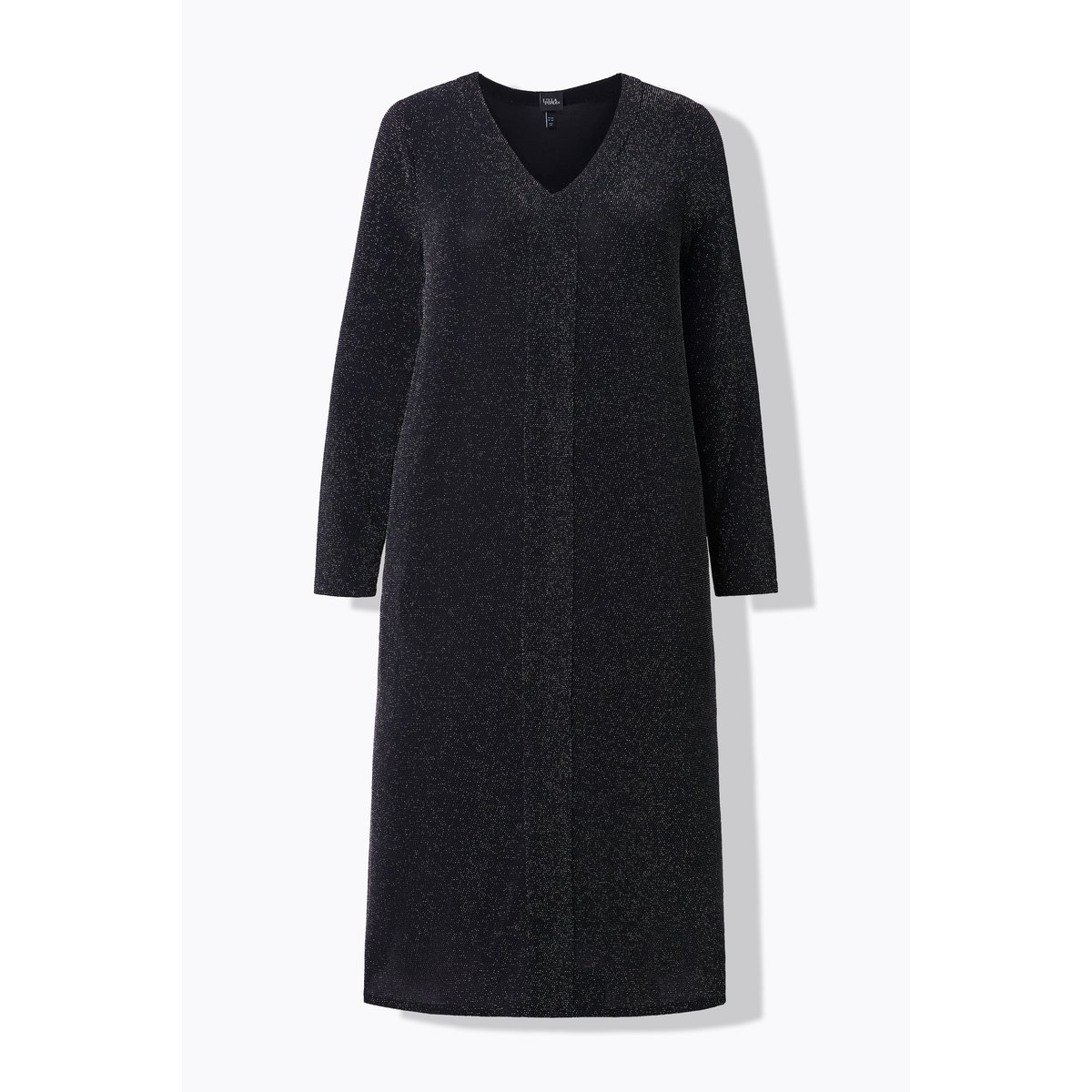 Robe midi scintillante. Décolleté en V noir, ULLA POPKEN