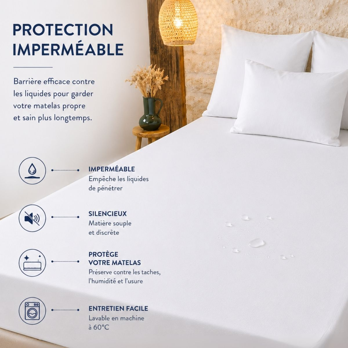 Protège matelas imperméable - Spécial Sèche-linge blanc, TRADITION DES VOSGES