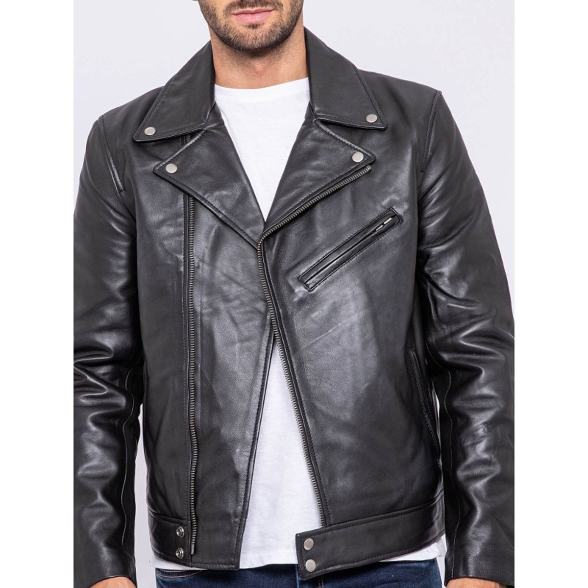 Blouson Cuir Motard Berto noir, RITCHIE