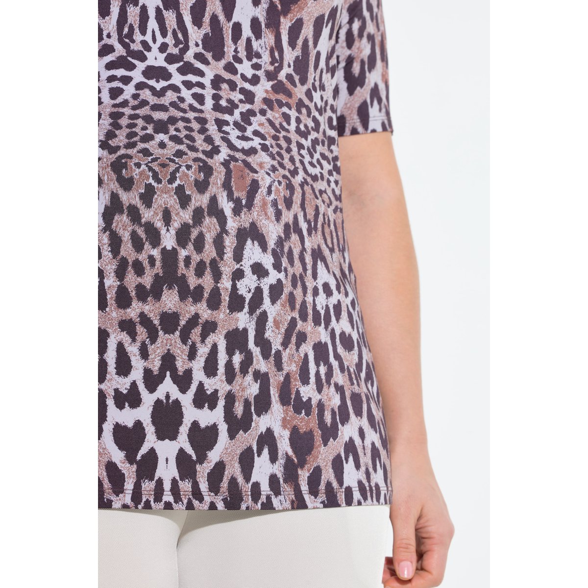 T-shirt au tombé fluide, motif léopard noir, ULLA POPKEN