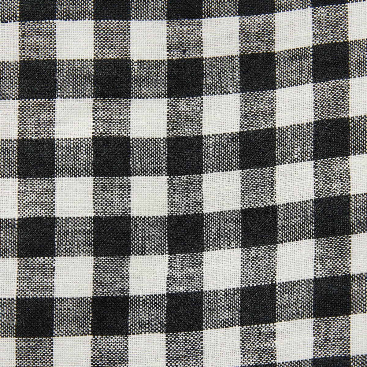 Jupe courte en lin à carreaux noir, MONOPRIX