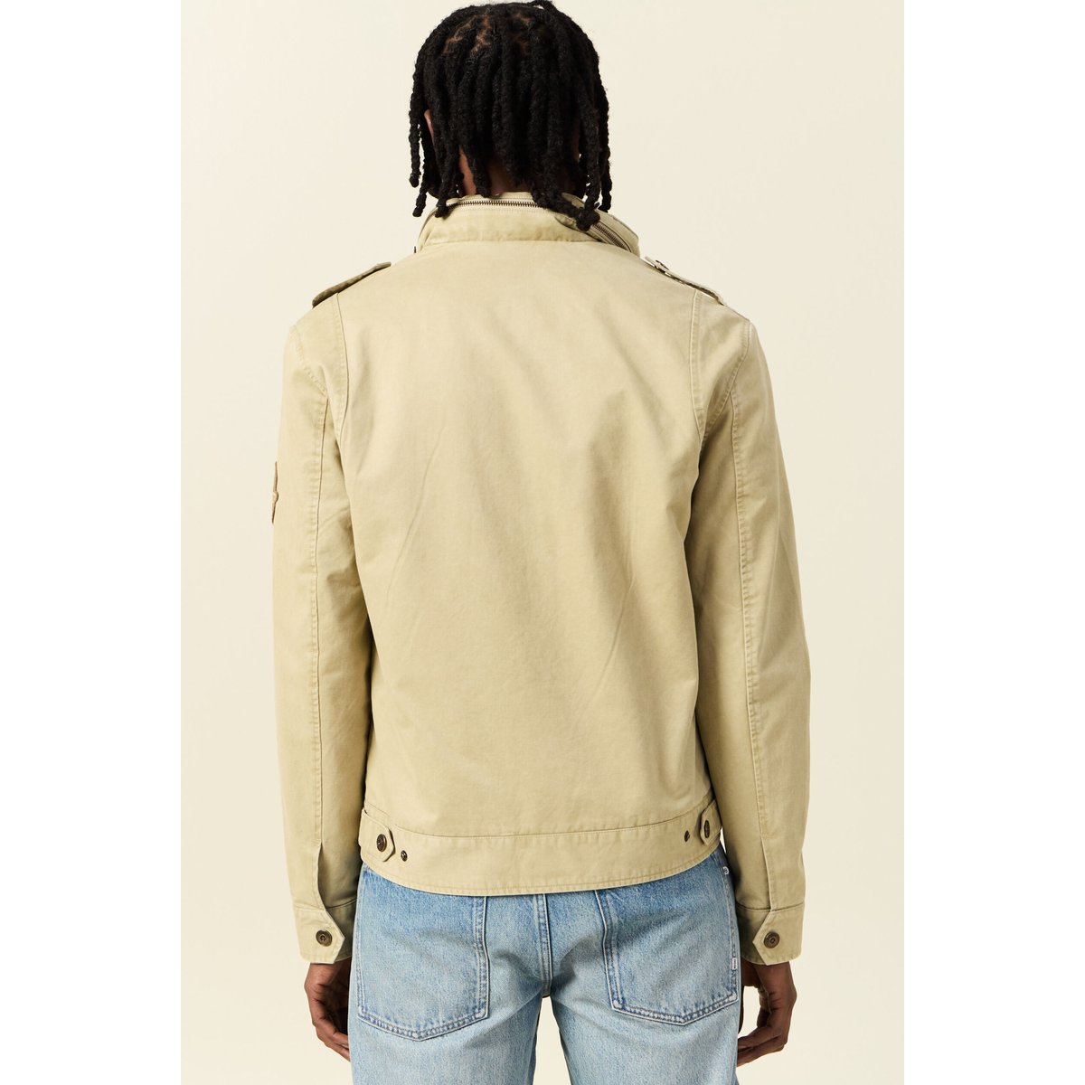Blouson style biker zippé beige, BONOBO