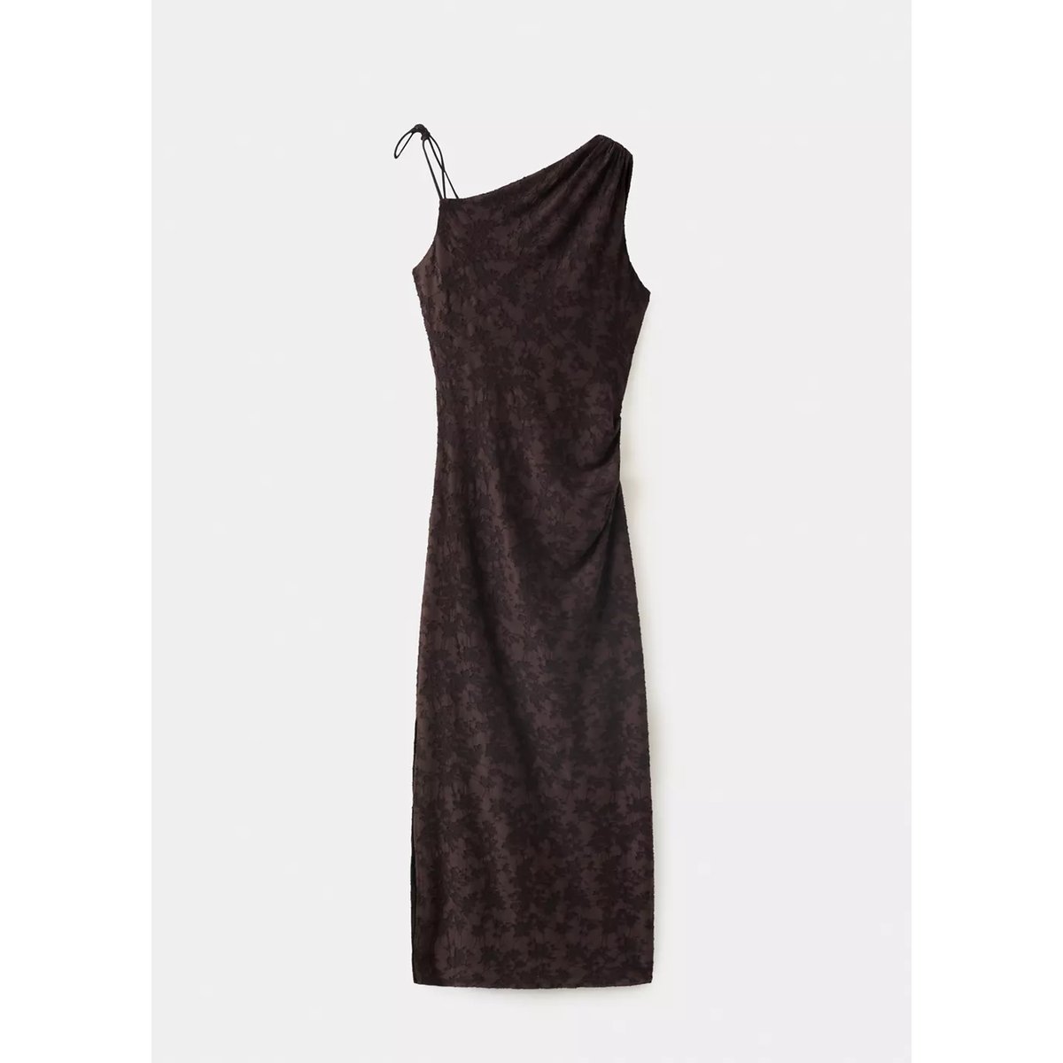 Robe asymétrique en dévoré marron, MANGO