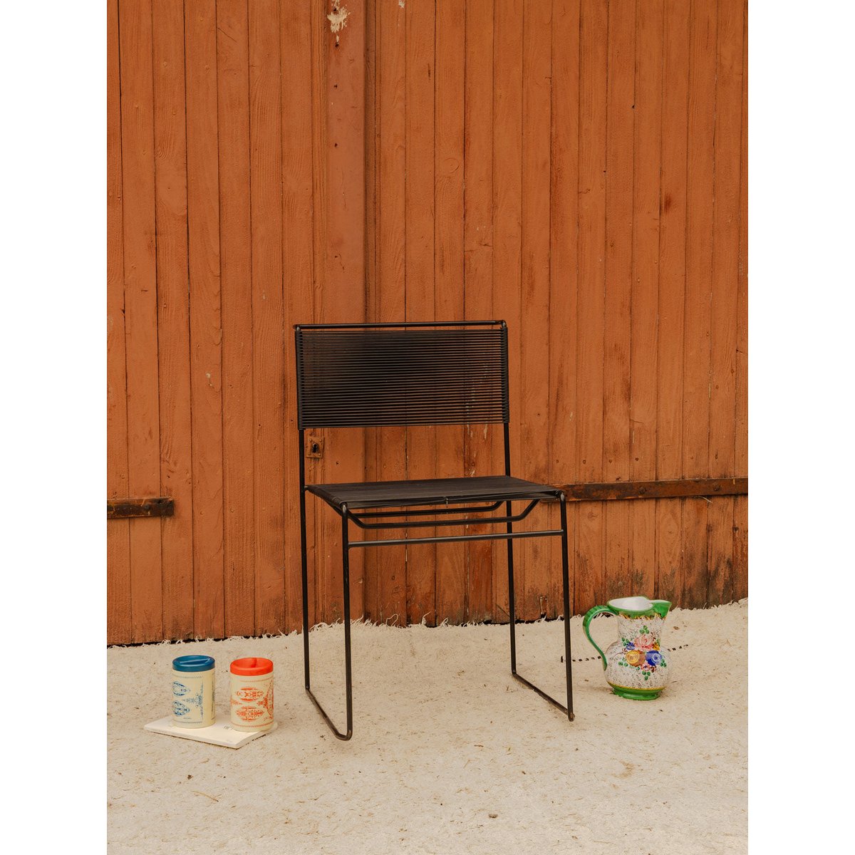 Chaise en métal et scoubidou noir Alma N°2075 - Bon état noir, DEBONGOUT