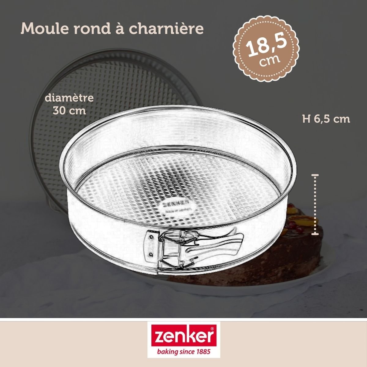 Set pâtisserie moule à manqué, 2 bols, verre mesureur et spatule gris, ZENKER