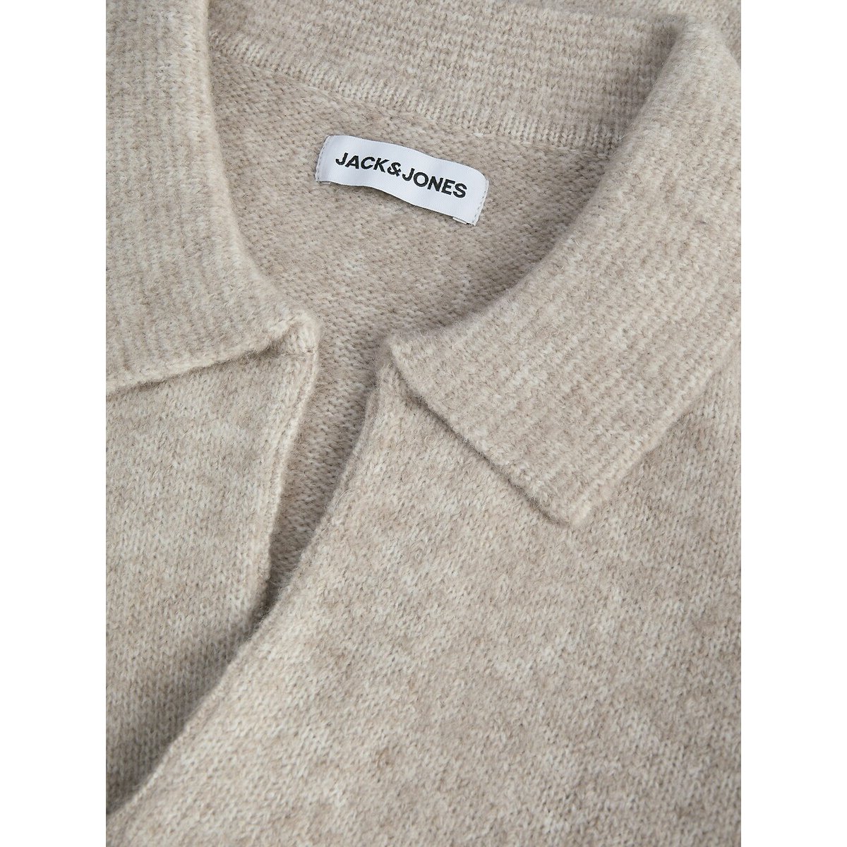 Open Jumper with Polo Collar beige, JACK & JONES