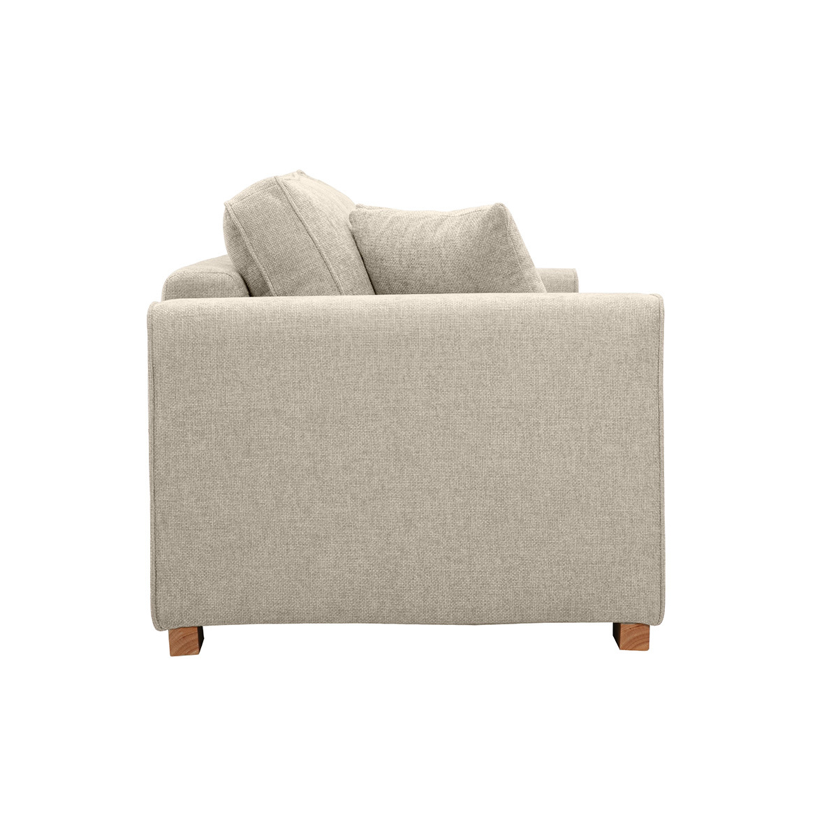 Canapé design 3 places en tissu effet velours vert kaki PEPPER beige, MILIBOO